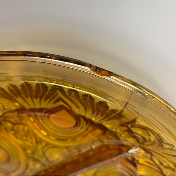 Pretty Carnival Glass Divided dish, small issues - Picture 2 of 9
